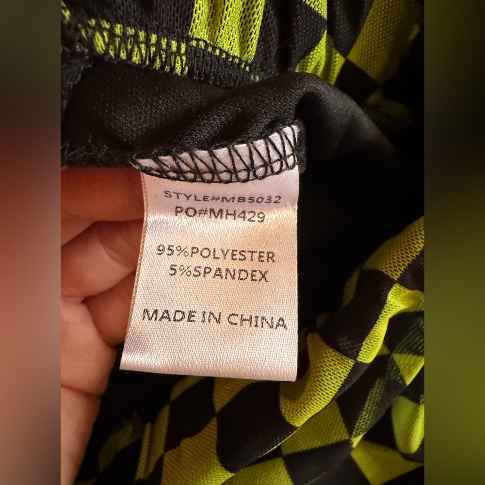 MIMOSA Lime Green and Black Checkered Sheer Flare Pants - Picture 4 of 4
